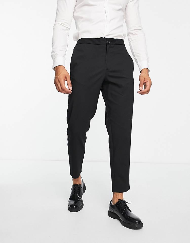 Selected Homme slim fit tapered smart pants in black